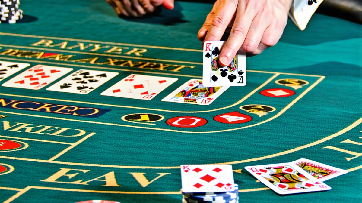 Bàn chơi Baccarat tại w88.com với người chia bài và các lá bài
