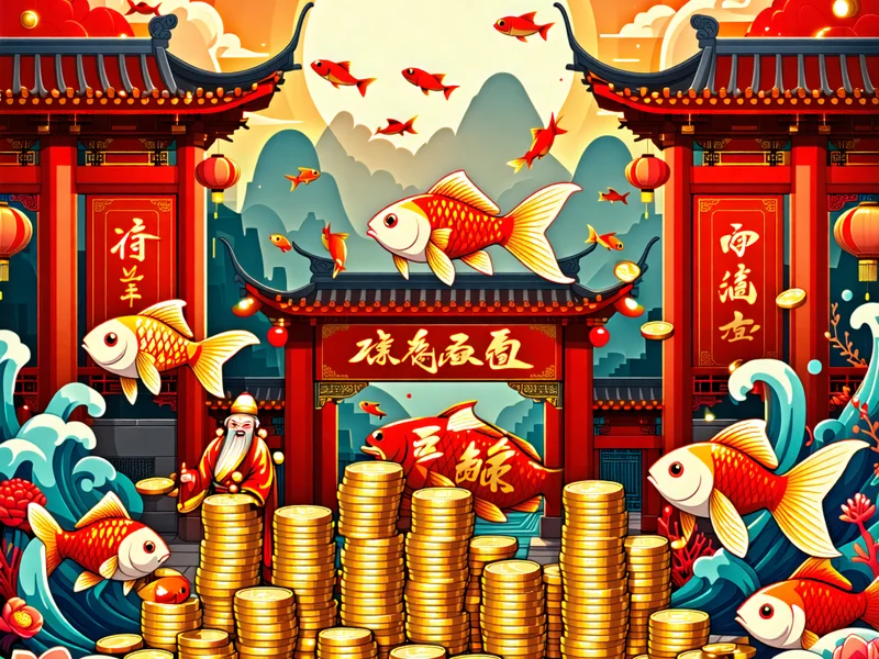 Hình ảnh game Bắn cá Thần Tài tại w88.com với cá vàng và các biểu tượng may mắn