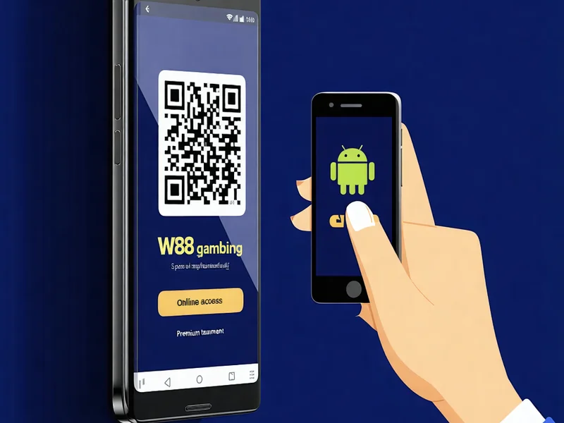 Mã QR tải ứng dụng W88 Android và điện thoại đang quét