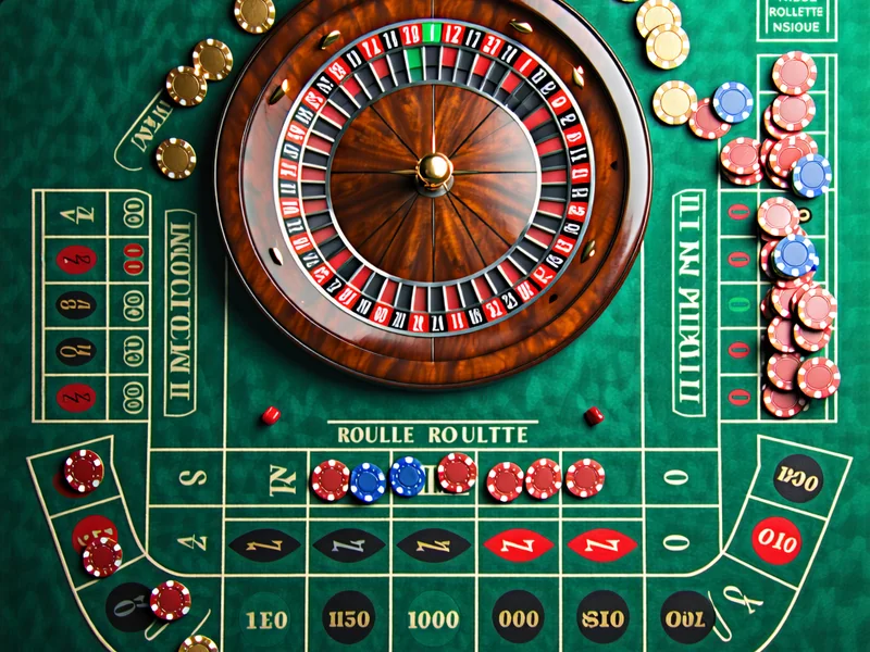 Bàn Roulette hiển thị các loại cược bên trong và bên ngoài