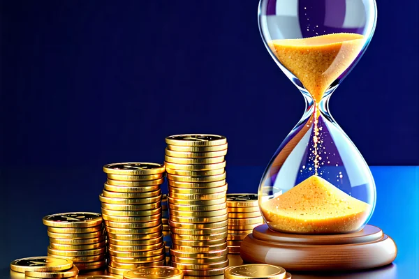 Biểu tượng tiền và đồng hồ cát thể hiện việc quản lý vốn và thời gian